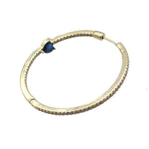 Copper Hoop Earring Pave Zircon Gold Plated, approx 6mm, 50mm dia