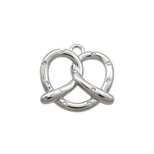 Copper Heart pendant Pave Zircon Platinum Plated, approx 12-13.5mm