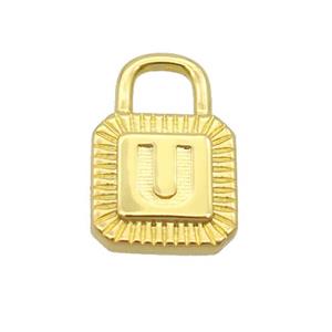 Copper Lock Pendant U-Letter Gold Plated, approx 10-15mm