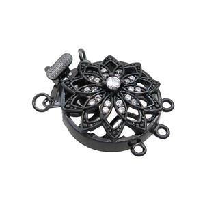Copper Slide Clasp Pave Zircon Black Plated, approx 22mm