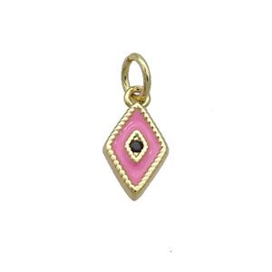 Copper Rhombic Pendant Pink Enamel Darts Gold Plated, approx 6.5-10mm