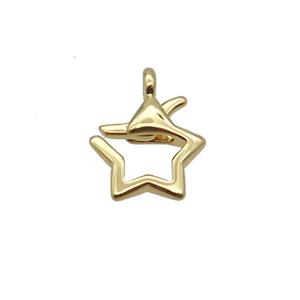 Copper Lobster Claps Star Gold Plated, approx 11.5mm