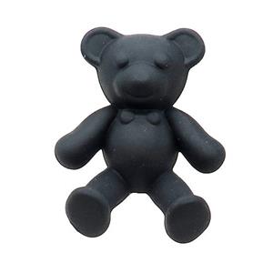 Black Resin Bear Pendant Matte, approx 30-38mm