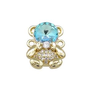 Copper Bear Connector Pave Zircon Crystal Glass Gold Plated, approx 12-16.5mm