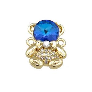 Copper Bear Connector Pave Zircon Crystal Glass Gold Plated, approx 12-16.5mm