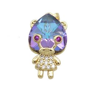 Copper Kids Pendant Pave Crystal Glass Zircon Gold Plated, approx 15-23mm