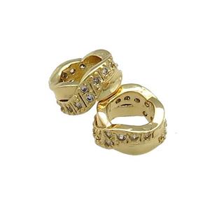 Copper Rondelle Beads Pave Zircon Large Hole Gold Plated, approx 8mm