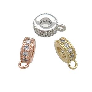 Copper Bails Pave Zircon Mixed, approx 8mm