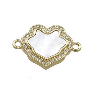 Copper Flower Connector Pave Shell Zircon 18K Gold Plated, approx 16-18mm