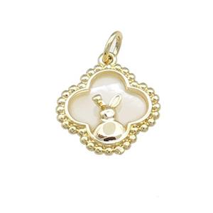 Copper Clover Pendant Pave Shell Gold Plated, approx 15mm