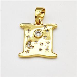 Copper Moon Sun Pendant Pave Zircon Gold Plated, approx 17mm