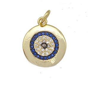 Copper Eye Charms Pendant Pave Zircon Circle Gold Plated, approx 13mm
