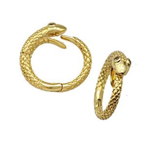 Copper Snake Clasp Pave Zircon Gold Plated, approx 14mm