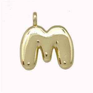 Copper Letter-M Pendant Gold Plated, approx 12-14mm