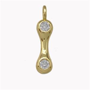 Copper Pendant Pave Zirconia Letter-I Gold Plated, approx 5-18mm