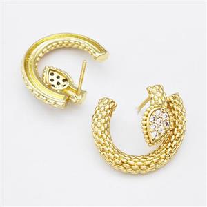 Copper Earring Studs Pave Zirconia Gold Plated, approx 20-22mm