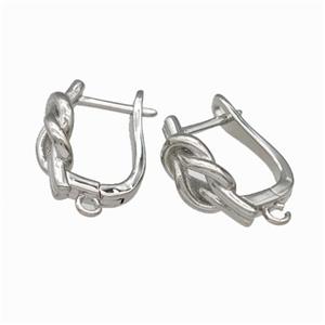 Copper Latchback Earrings With Loop Platinum Plated, approx 7mm, 12-16mm