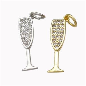 Wine Glass Charms Copper Goblet Pendant Micro Pave Zirconia Cup Mixed, approx 5-17mm