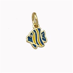 Copper Fish Charms Pendant Blue Yellow Enamel Gold Plated, approx 7mm