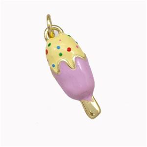 Ice Cream Charms Copper Pendant Yellow Pink Enamel Gold Plated, approx 7-20mm