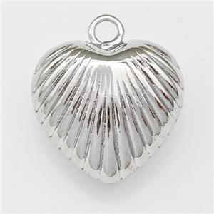 Copper Heart Pendant Hollow Platinum Plated, approx 21mm