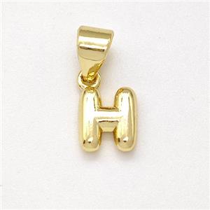 Copper Letter-H Pendant Gold Plated, approx 6-7mm