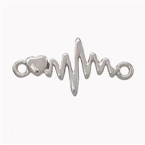 Cardiogram Charms Copper Connector Platinum Plated, approx 10-17mm