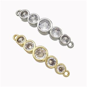 Copper Stick Connector Pave Zirconia Curving Mixed, approx 5-24mm