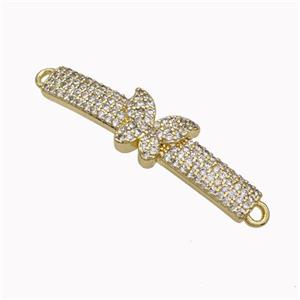 Wristwatch Charms Copper Connector Micropave Zirconia Butterfly Curving Gold Plated, approx 8-10mm, 5-30mm
