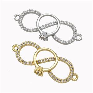 Copper Infinity Connector Micropave Zirconia Mixed, approx 12-25mm