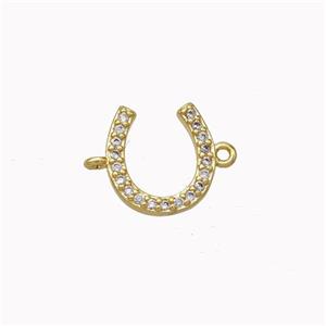 Copper Horseshoe Connector Micropave Zirconia Gold Plated, approx 10mm