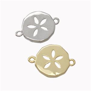 Copper Flower Connector Circle Mixed, approx 13mm