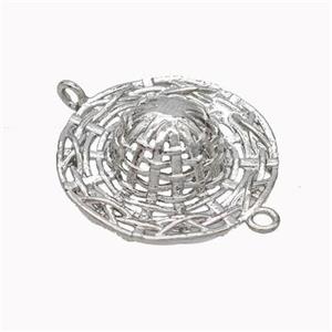 Hat Charms Copper Connector Hollow Platinum Plated, approx 22mm