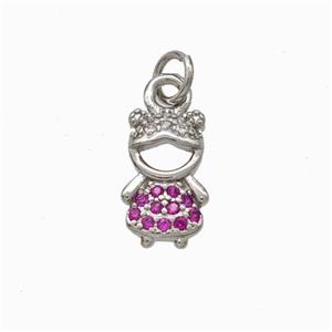Copper Girl Kids Pendant Pave Zirconia Platinum Plated, approx 7-12mm