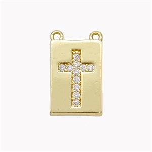 Copper Cross Pendant Pave Zirconia 2loops Gold Plated, approx 9-13mm