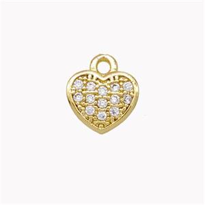 Copper Heart Pendant Pave Zirconia Gold Plated, approx 8mm