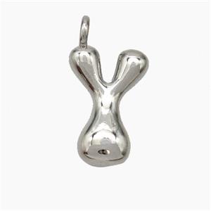 Copper Letter-Y Pendant Platinum Plated, approx 13-18mm