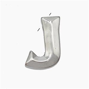 Copper Letter-J Pendant Platinum Plated, approx 15-18mm