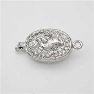Copper Boar Connector Pave Zirconia Chinese Zodiac Platinum Plated, approx 10-14mm