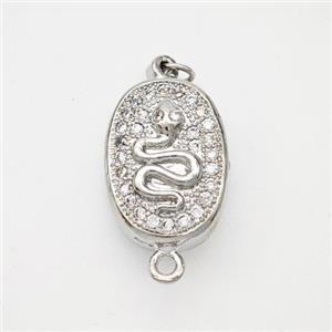 Copper Snake Connector Pave Zirconia Chinese Zodiac Platinum Plated, approx 10-14mm