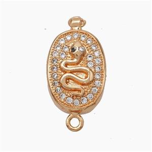Copper Snake Connector Pave Zirconia Chinese Zodiac Rose Gold, approx 10-14mm