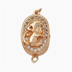 Copper Monkey Connector Pave Zirconia Chinese Zodiac Rose Gold, approx 10-14mm
