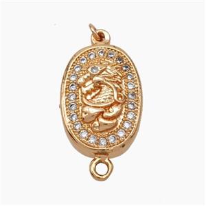 Copper Dragon Connector Pave Zirconia Chinese Zodiac Rose Gold, approx 10-14mm