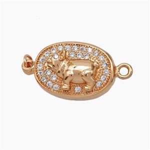 Copper Ox Connector Pave Zirconia Chinese Zodiac Rose Gold, approx 10-14mm