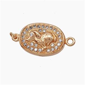 Copper Boar Connector Pave Zirconia Chinese Zodiac Rose Gold, approx 10-14mm