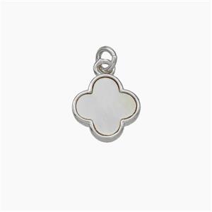Copper Clover Pendant Pave Shell Platinum Plated, approx 8.8mm