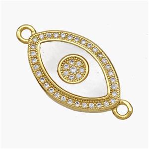 Copper Eye Connector Pave Shell Zirconia 18K Gold Plated, approx 13-20mm