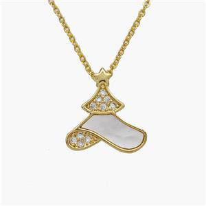 Copper Hat Necklace Pave Shell Zirconia Gold Plated, approx 14-15mm, 1.2mm, 44cm length