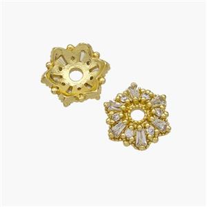 Copper Beadcaps Micropave Zirconia Gold Plated, approx 10mm