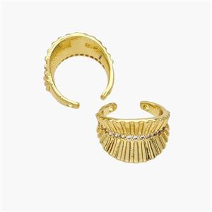 Copper Clip Earrings Pave Zirconia Gold Plated, approx 9.5mm, 14mm dia